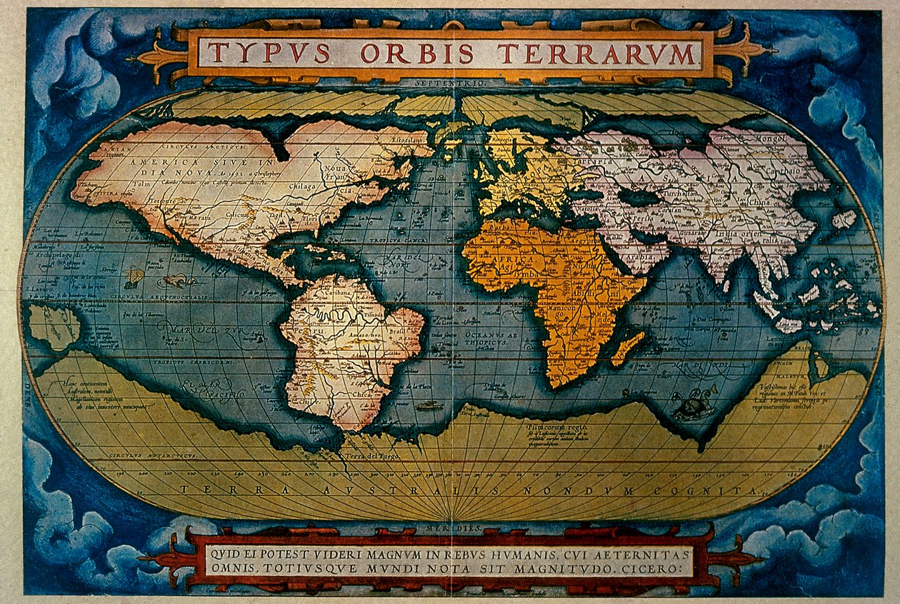 The Planisphere ، رسم خرائط Anversa ، 1571 بواسطة إبراهيم أورتيليوس