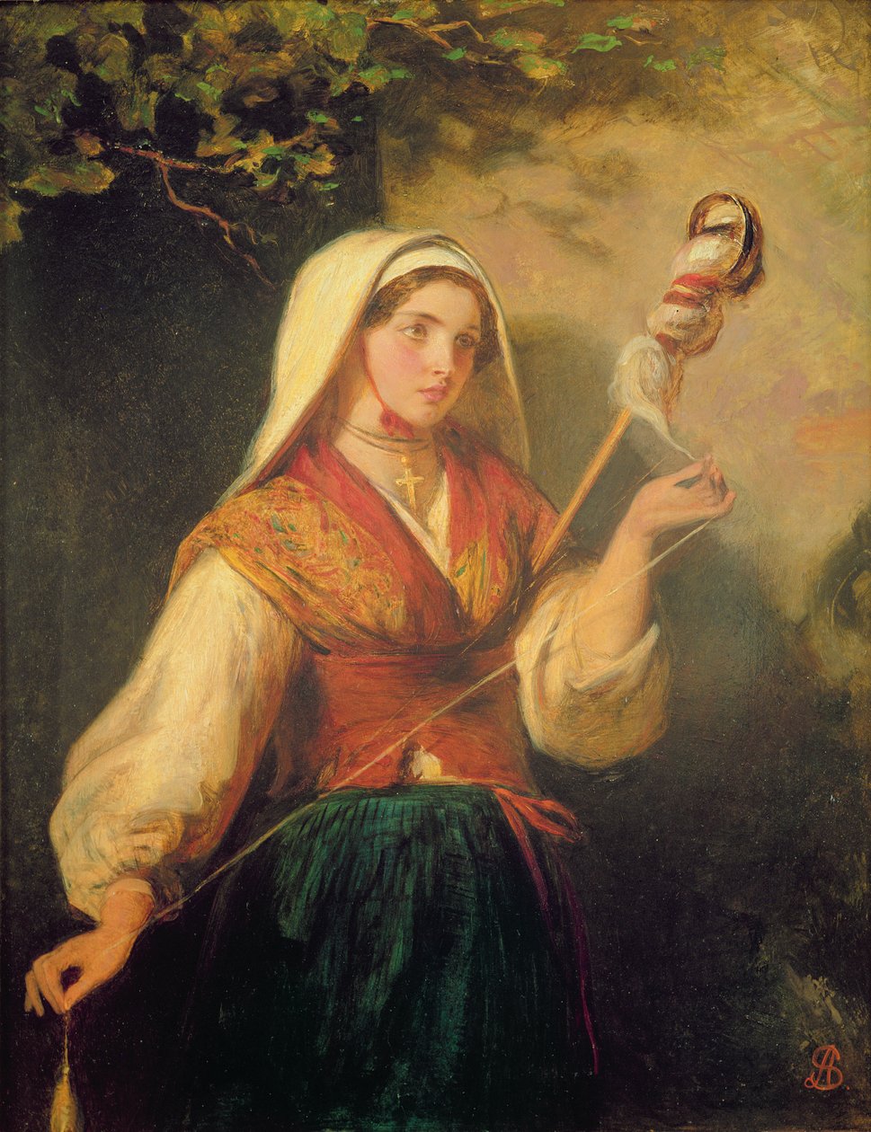 شابة غزل الصوف بواسطة ابراهام سليمان
