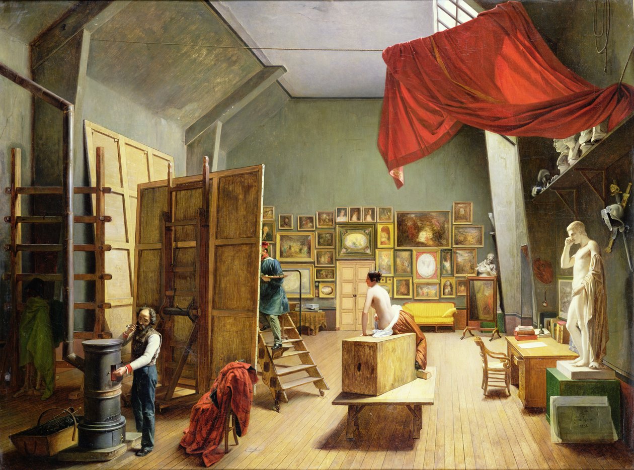 داخل استوديو أبيل دي بوجول (1787-1861) 1836 بواسطة أدريان ماري جراندبيير ديفرزي