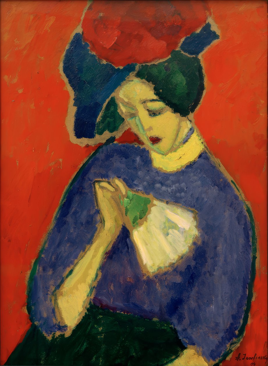 سيدة مع مروحة بواسطة Alexej von Jawlensky