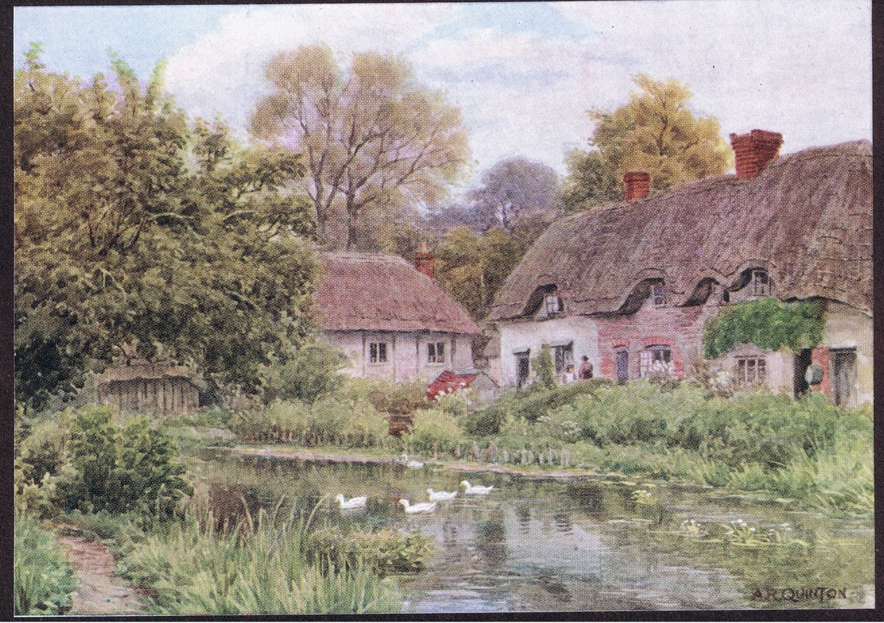 الأكواخ في بحيرة ، Nr Salisbury ، Wiltshire ، من The Cottages and the Village Life of Rural England نشرتها Dent & Sons Limited ، 1912 بواسطة ألفريد روبرت كوينتون