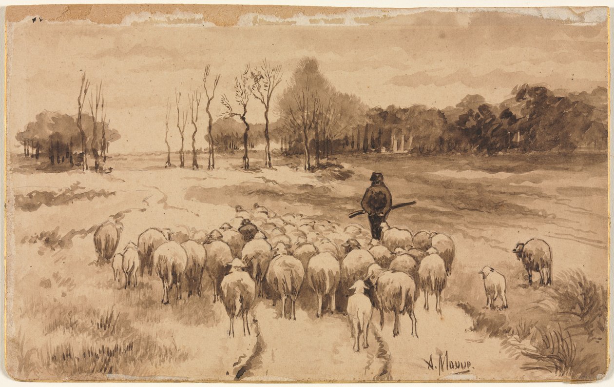 الراعي مع قطيعه ، ج. 1870. بواسطة انطون موف