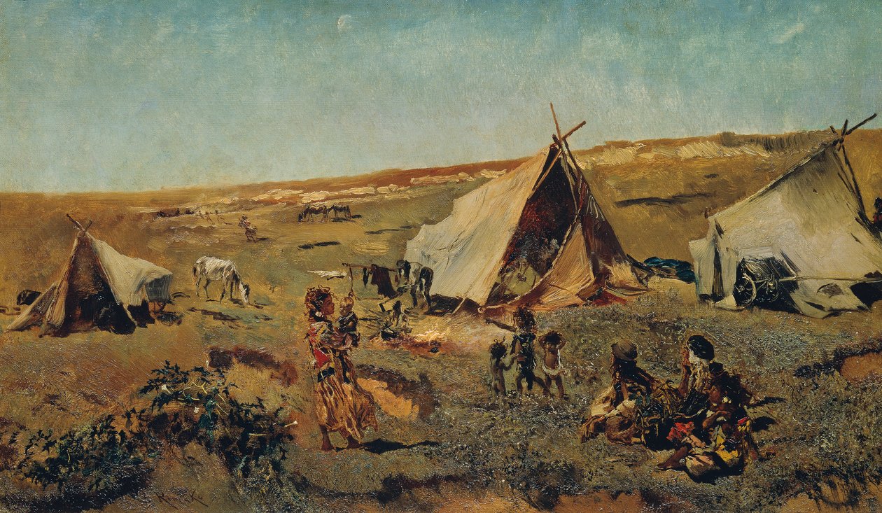 معسكر الغجر في Puszta بواسطة انطون روماكو