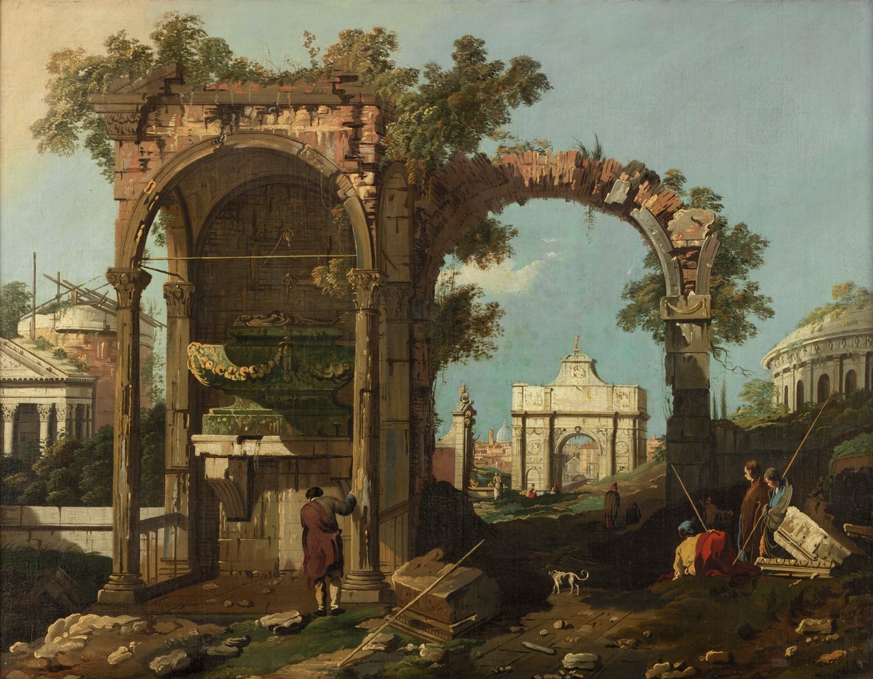 أطلال وأشكال ، ضواحي روما بالقرب من قبر سيسيليا ميتيلا ، c.1750-1775 بواسطة برناردو بيلوتو (كاناليتو)