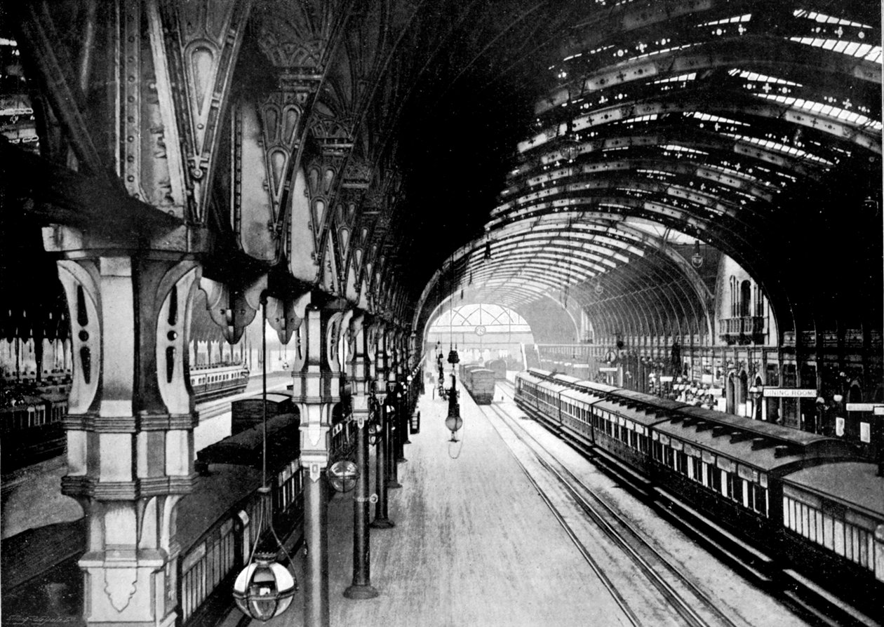 محطة بادينجتون ، لندن ، 1890 بواسطة مصور بريطاني