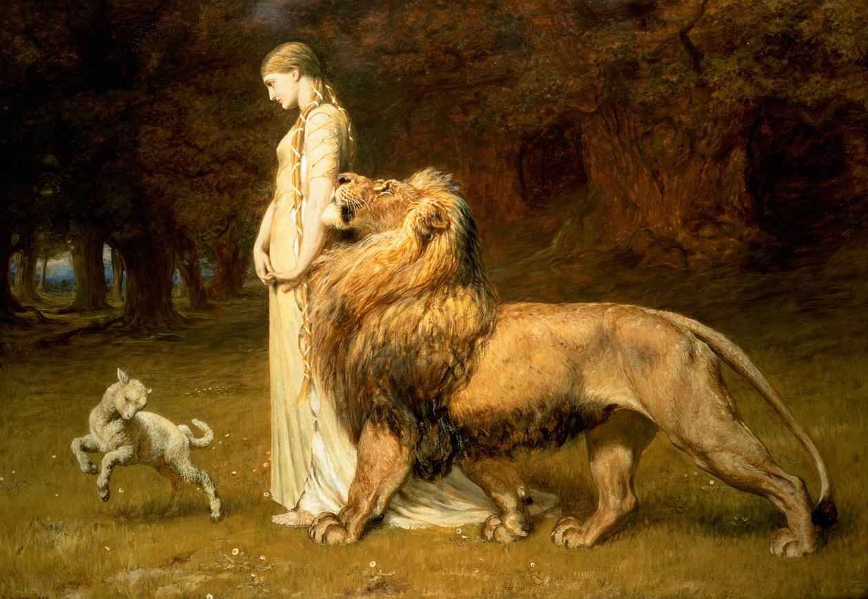 أونا والأسد ، من Spenser&39;s Faerie Queene ، 1880 بواسطة البريطاني ريفير