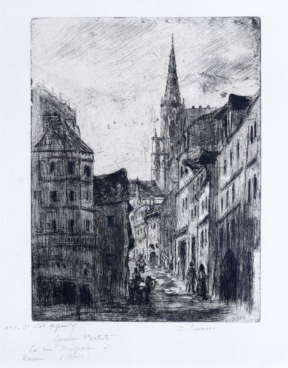 La Rue Malpalue a Rouen ، c.1885 بواسطة كميل يعقوب بيسارو