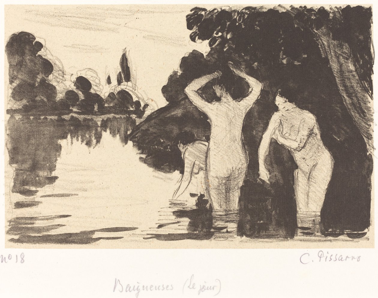 السباحون ، ج. 1895. بواسطة كميل بيسارو