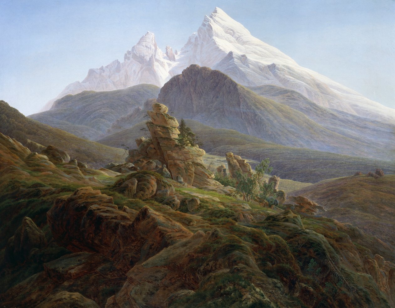 The Watzmann (oil on canvas) بواسطة كاسبار ديفيد فريدريش