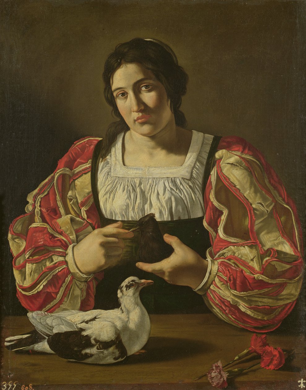 امرأة مع الحمائم بواسطة Cecco de Caravaggio
