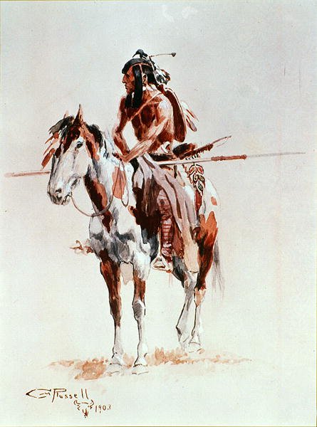 A Sioux Warrior (لون ليثو) بواسطة تشارلز ماريون راسل