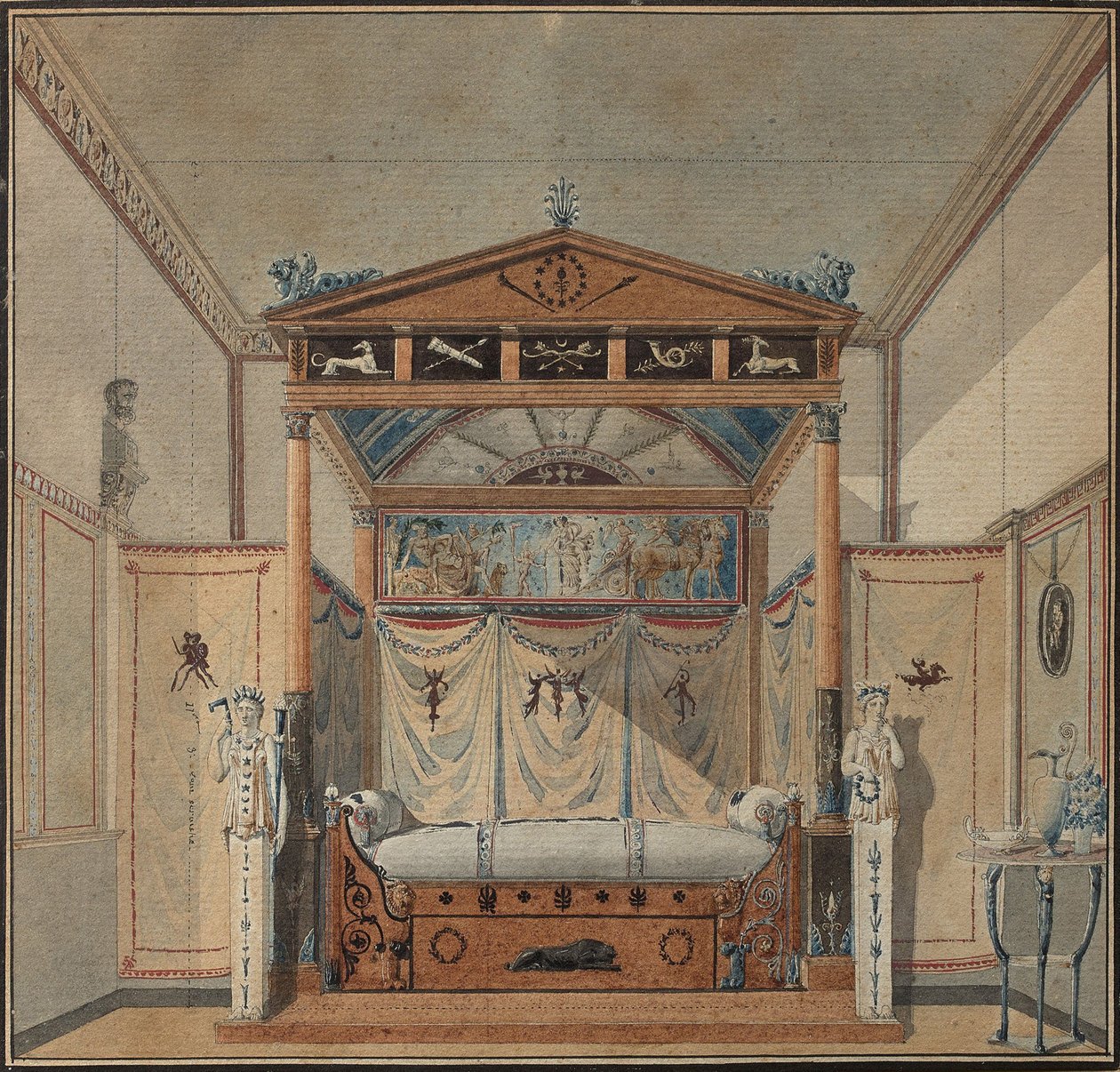 تصميم السرير ، ج. 1800. بواسطة تشارلز بيرسييه