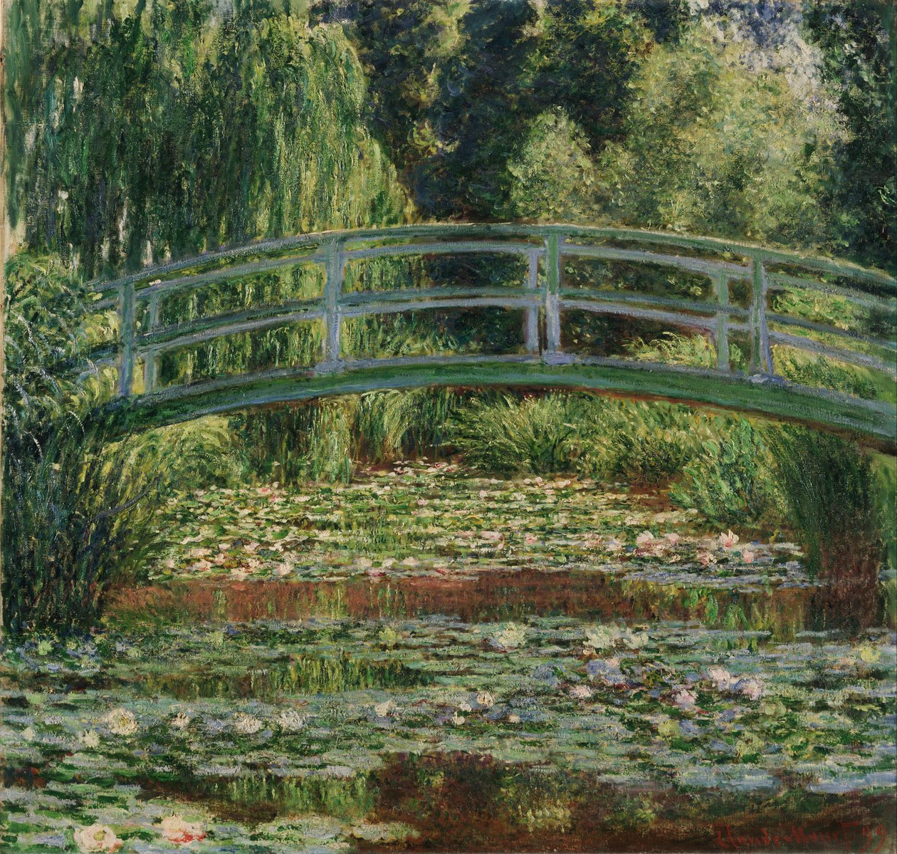 جسر المشاة الياباني وبركة Water Lily ، جيفيرني بواسطة كلود مونيه