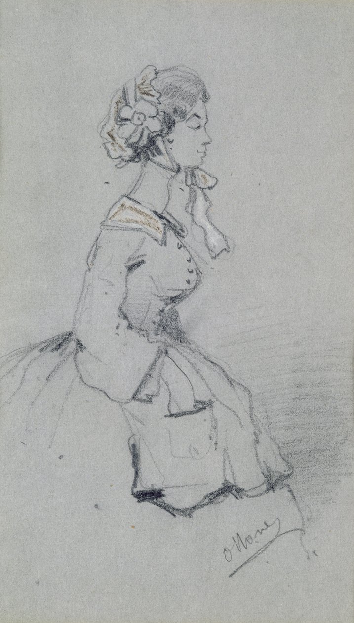 امرأة شابة بشريط ، 1857 (فحم و باستيل على ورق) بواسطة كلود مونيه