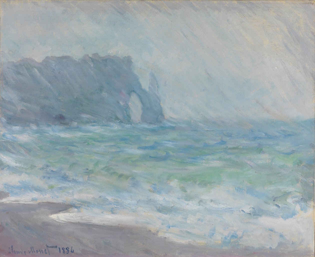 Etretat in the rain بواسطة كلود مونيه