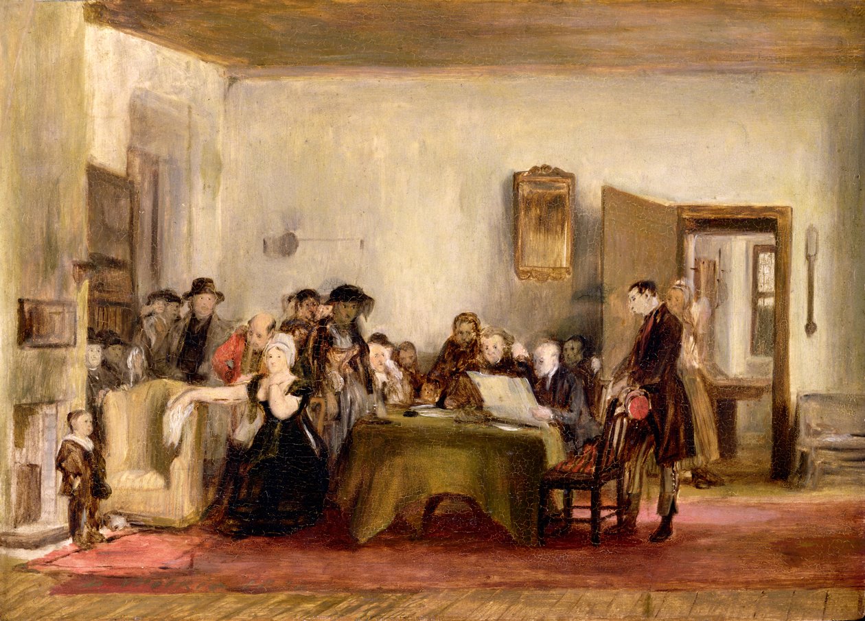 رسم تخطيطي لـ "قراءة الإرادة" ، ص 1820 بواسطة ديفيد ويلكي