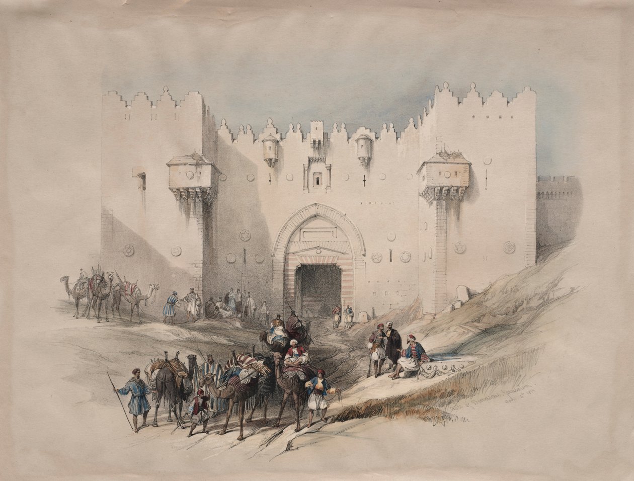بوابة دمشق ، القدس ، 1839. بواسطة ديفيد روبرتس
