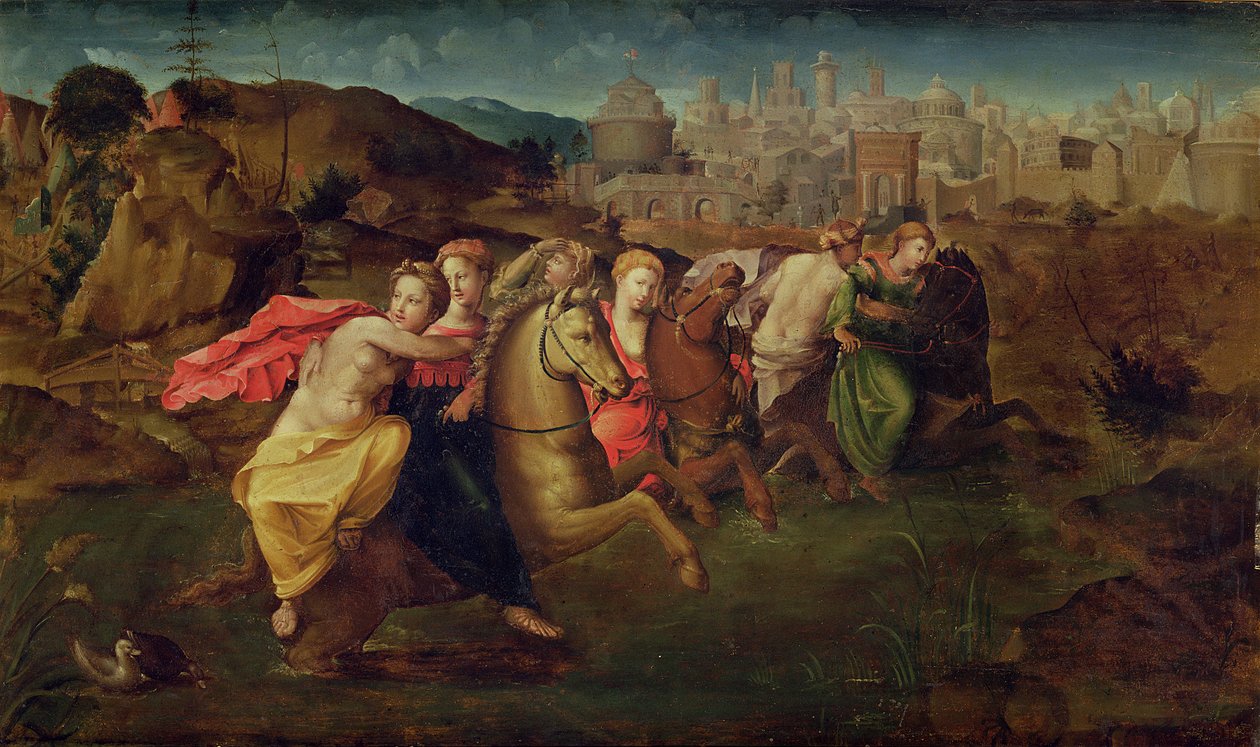 كلويليا والعذارى يفرون من ميدان بورسينا ، c.1530-35 بواسطة Domenico di Pace Beccafumi