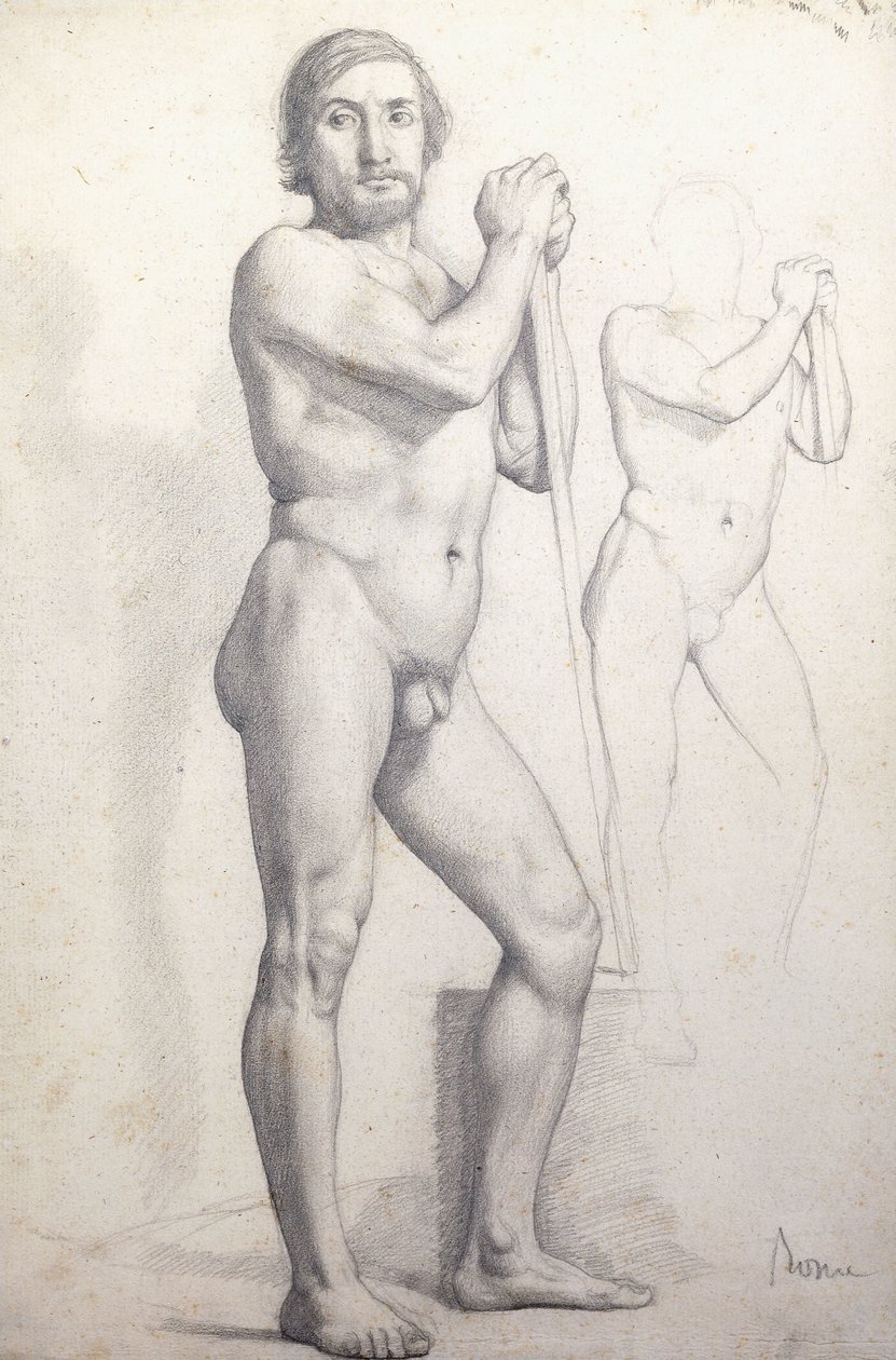 رجل عار يقف. رجل عار عارٍ ، ج .1856 بواسطة إدغار ديغا