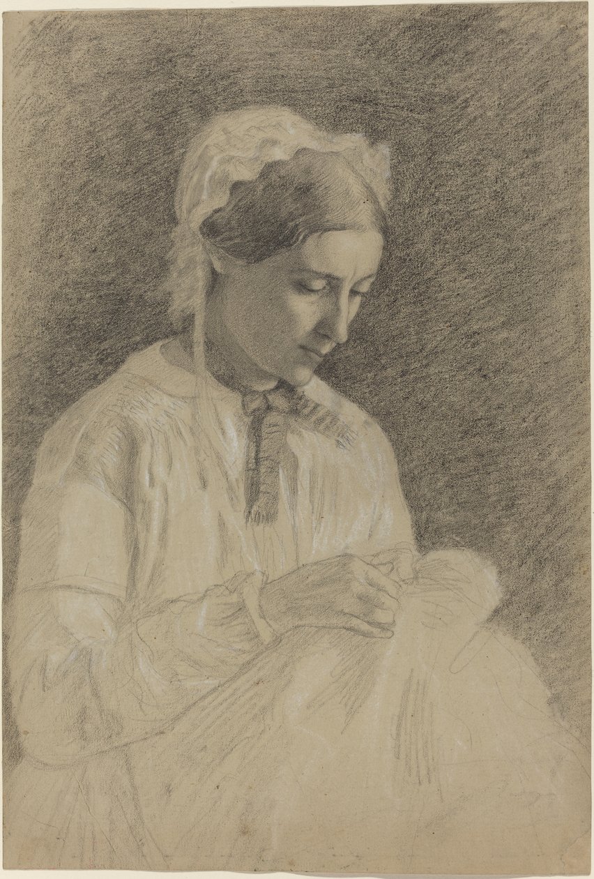 تطريز امرأة ، 1855-1860 بواسطة إدغار ديغا