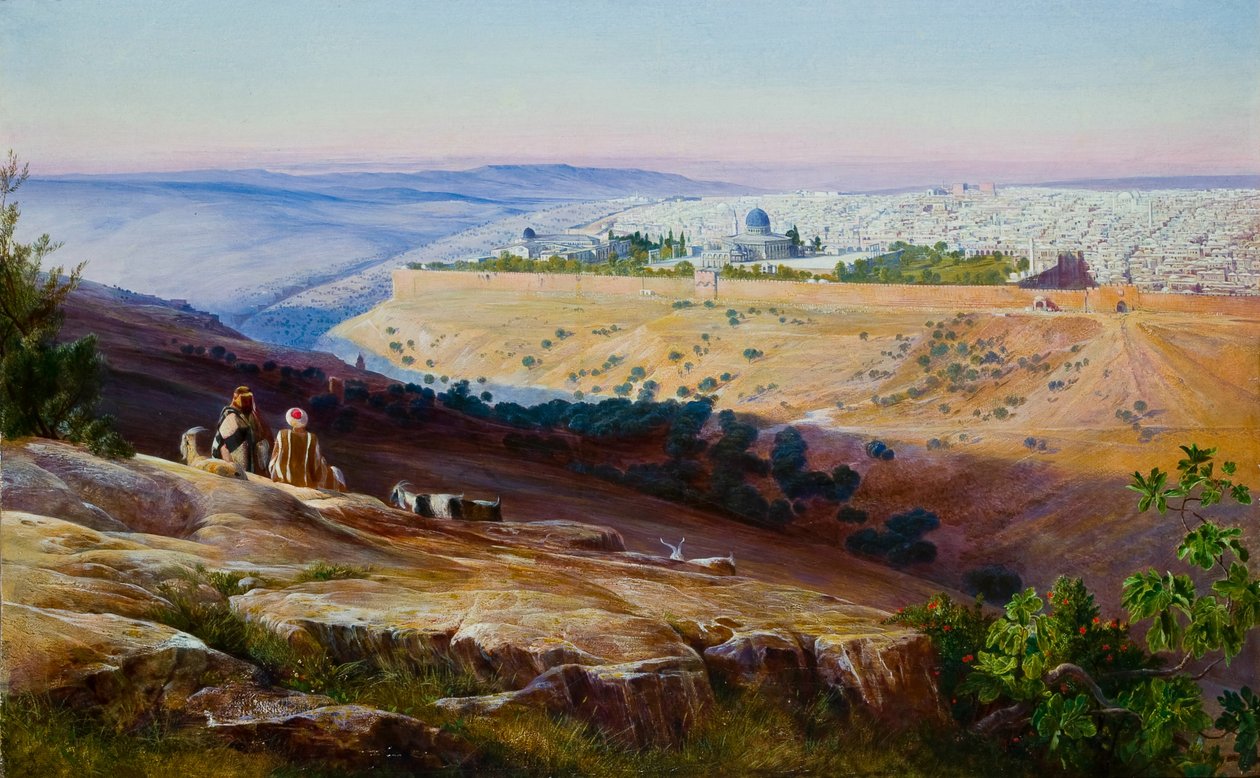 القدس من جبل الزيتون بواسطة إدوارد لير