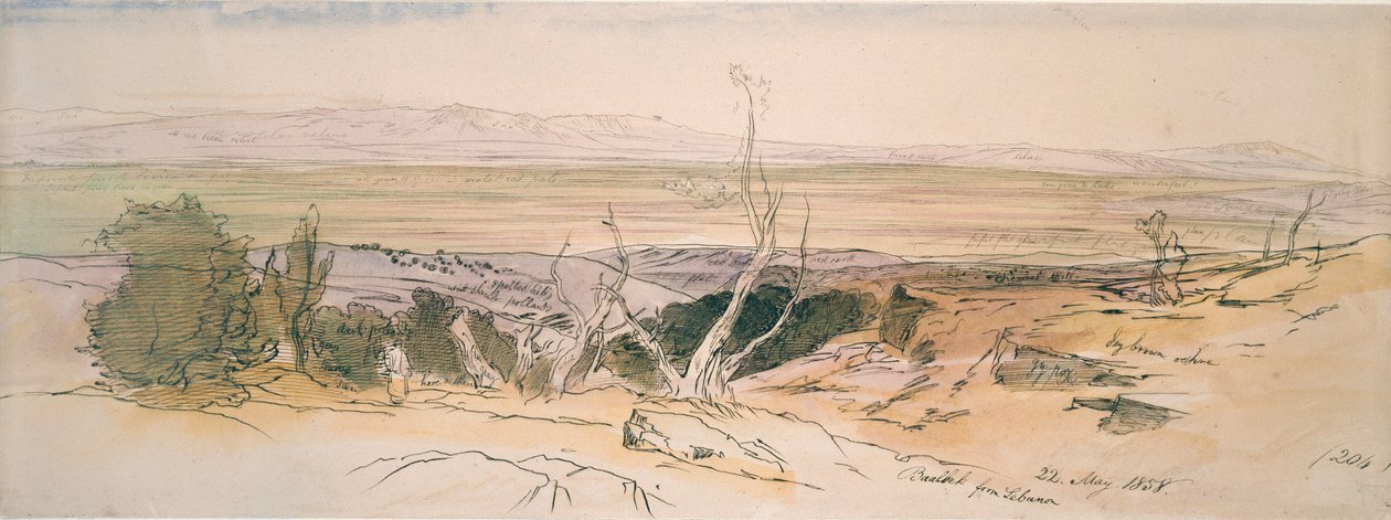 بعلبك من لبنان 1858. بواسطة إدوارد لير