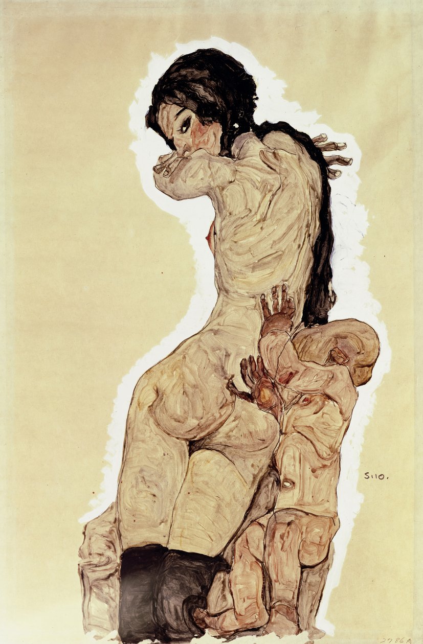 الأم والطفل ، 1910 بواسطة ايغون شييل