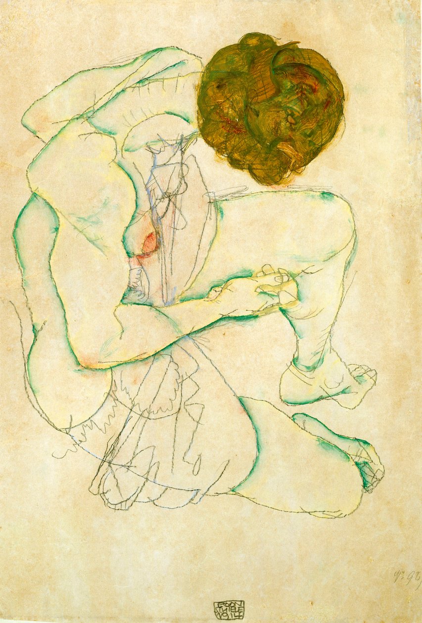 امرأة عارية جالسة ، 1914 بواسطة ايغون شييل