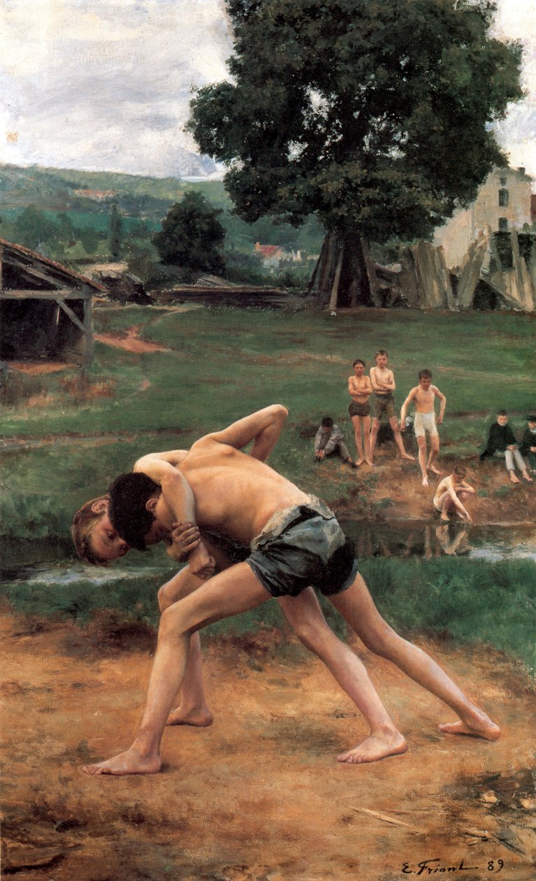 صراع المصارعة ، 1889. بواسطة اميل فريانت