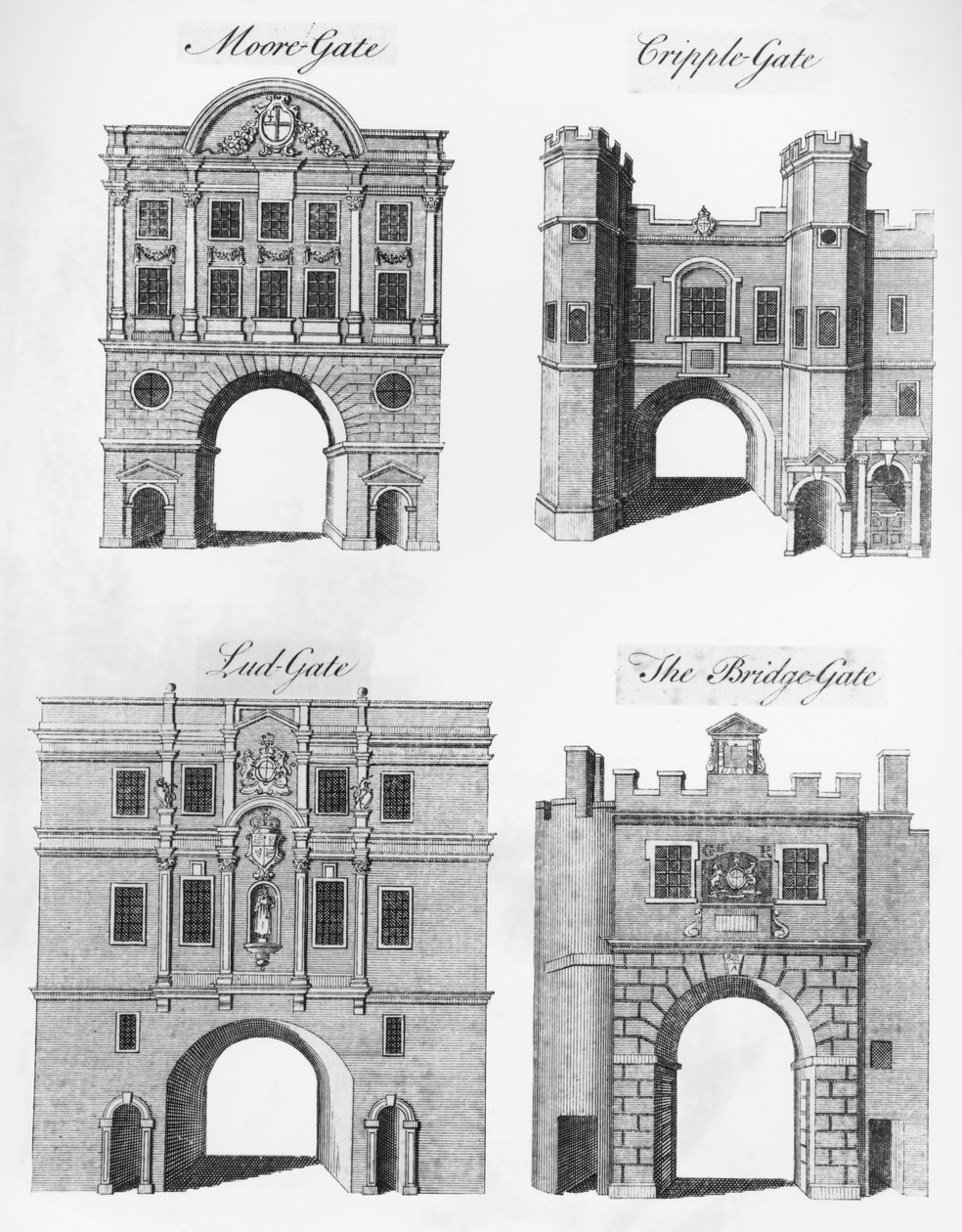 Moorgate ، Cripplegate ، Ludgate و The Bridgegate بواسطة مدرسة اللغة الإنجليزية