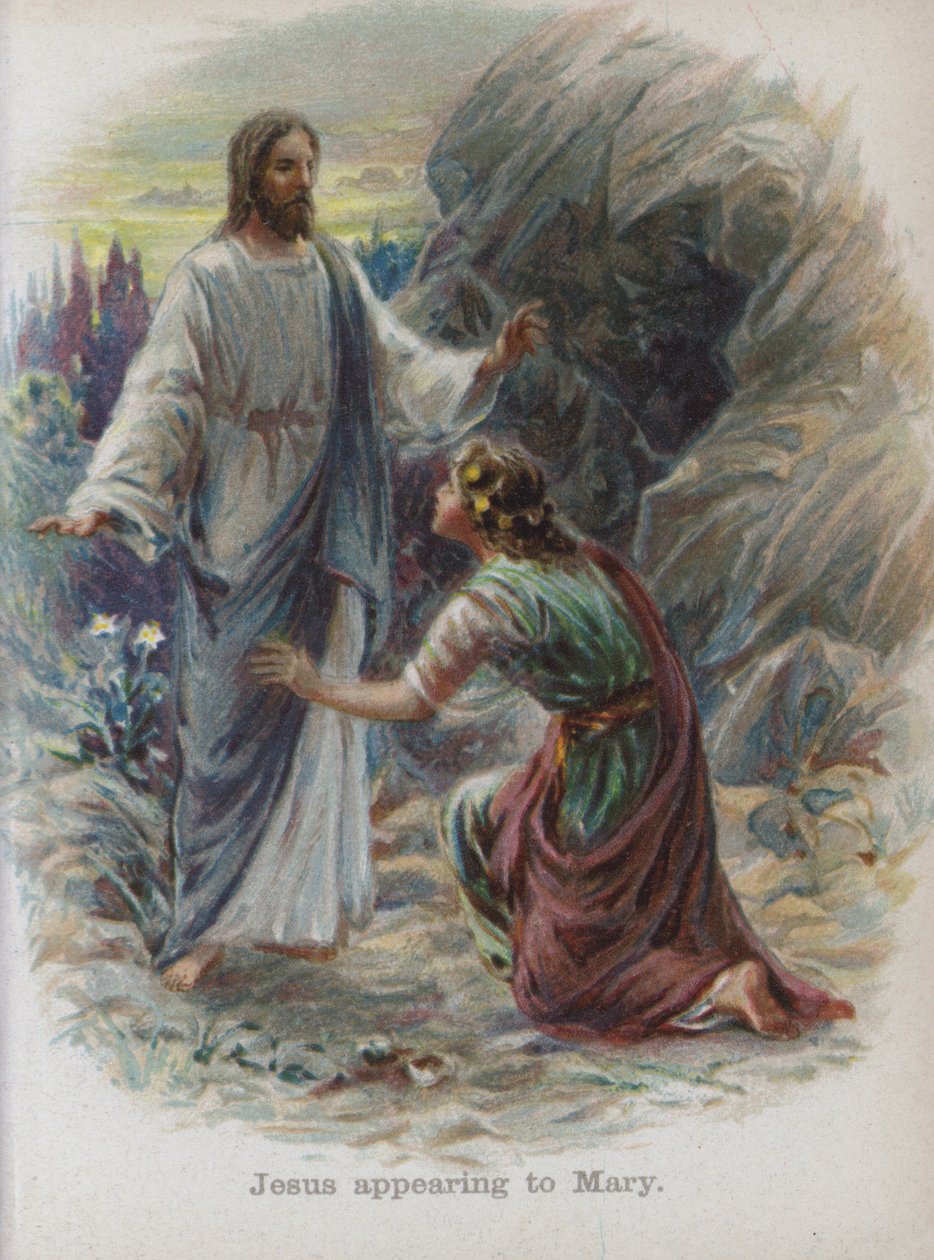 Jesus appearing to Mary (chromolitho) بواسطة مدرسة اللغة الإنجليزية