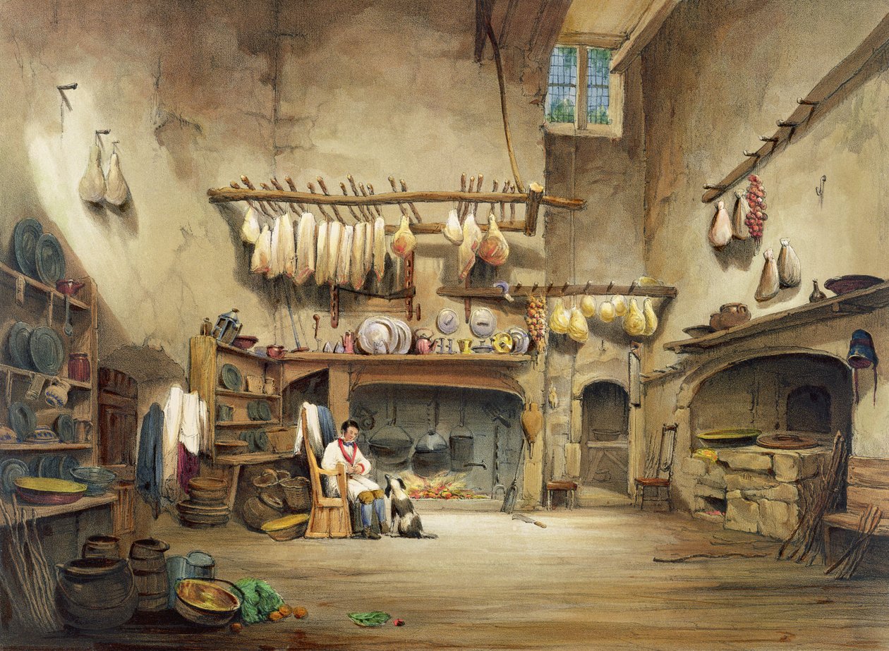 المطبخ ، منزل Cotehele ، 1830-40 بواسطة مدرسة اللغة الإنجليزية