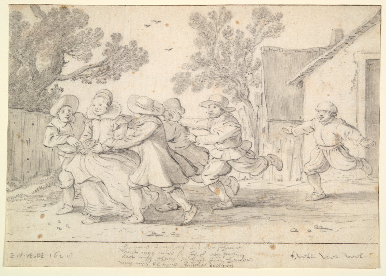 الأولاد يطاردون فتاة بواسطة Esaias van de Velde