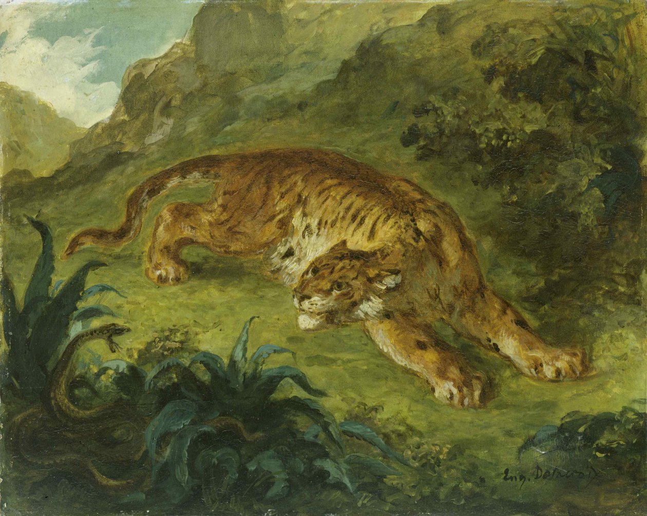 النمر والثعبان ، 1854-1858. بواسطة يوجين ديلاكروا