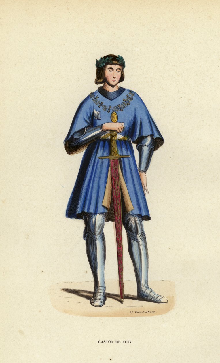 Gaston De Foix (coloured engraving) بواسطة المدرسة الأوروبية