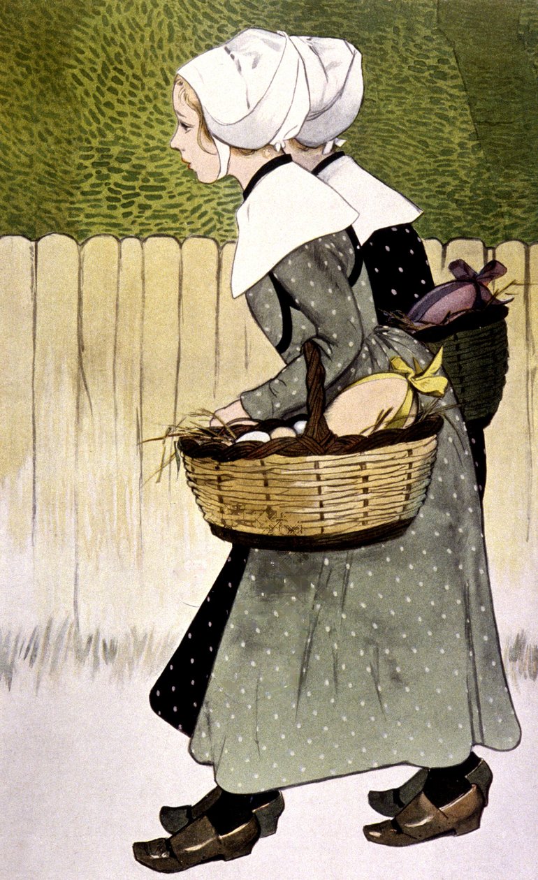 خادمات يحملن بيض عيد الفصح ، ج. 1900 (رسم توضيحي) بواسطة فيرمين بويسيه