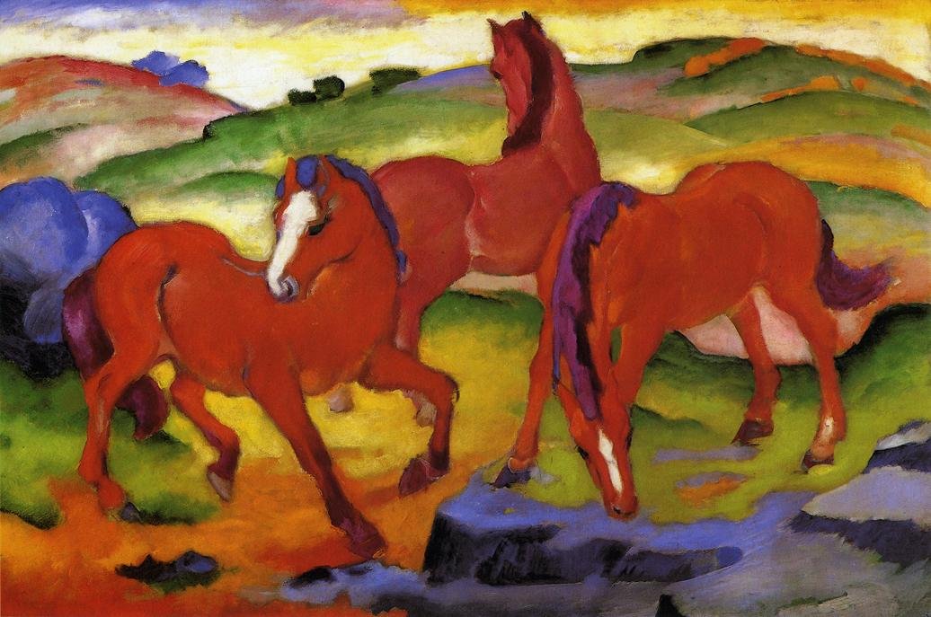 ثلاثة خيول حمراء بواسطة فرانز مارك