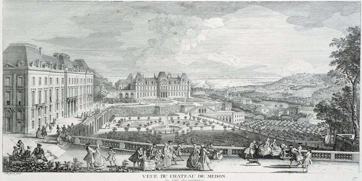 General view of the Chateau de Meudon بواسطة المدرسة الفرنسية