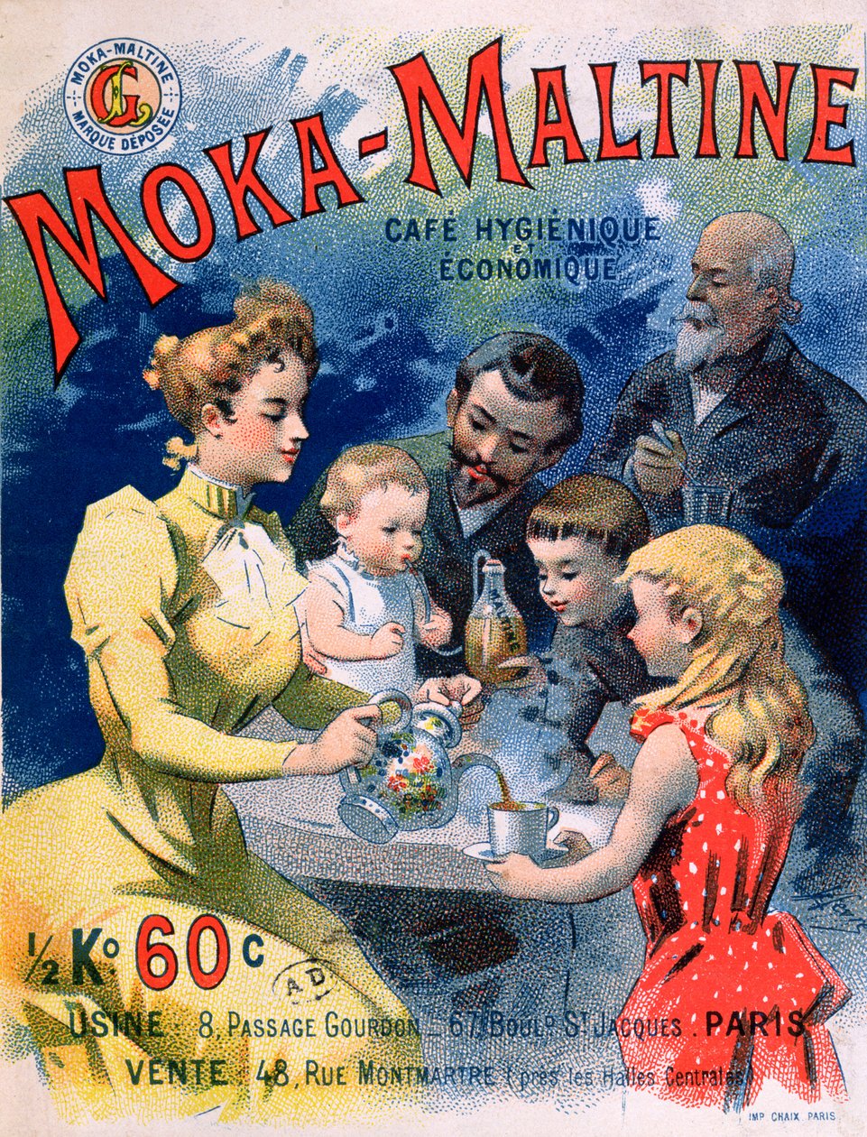 إعلان الملصقات البن Moka-Maltine ، c.1900 بواسطة المدرسة الفرنسية