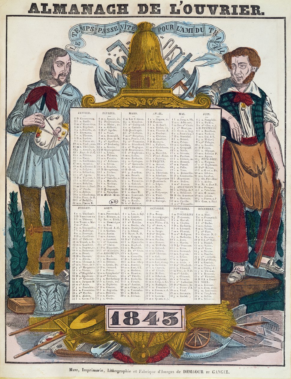 تقويم العمال لعام 1843 بواسطة المدرسة الفرنسية