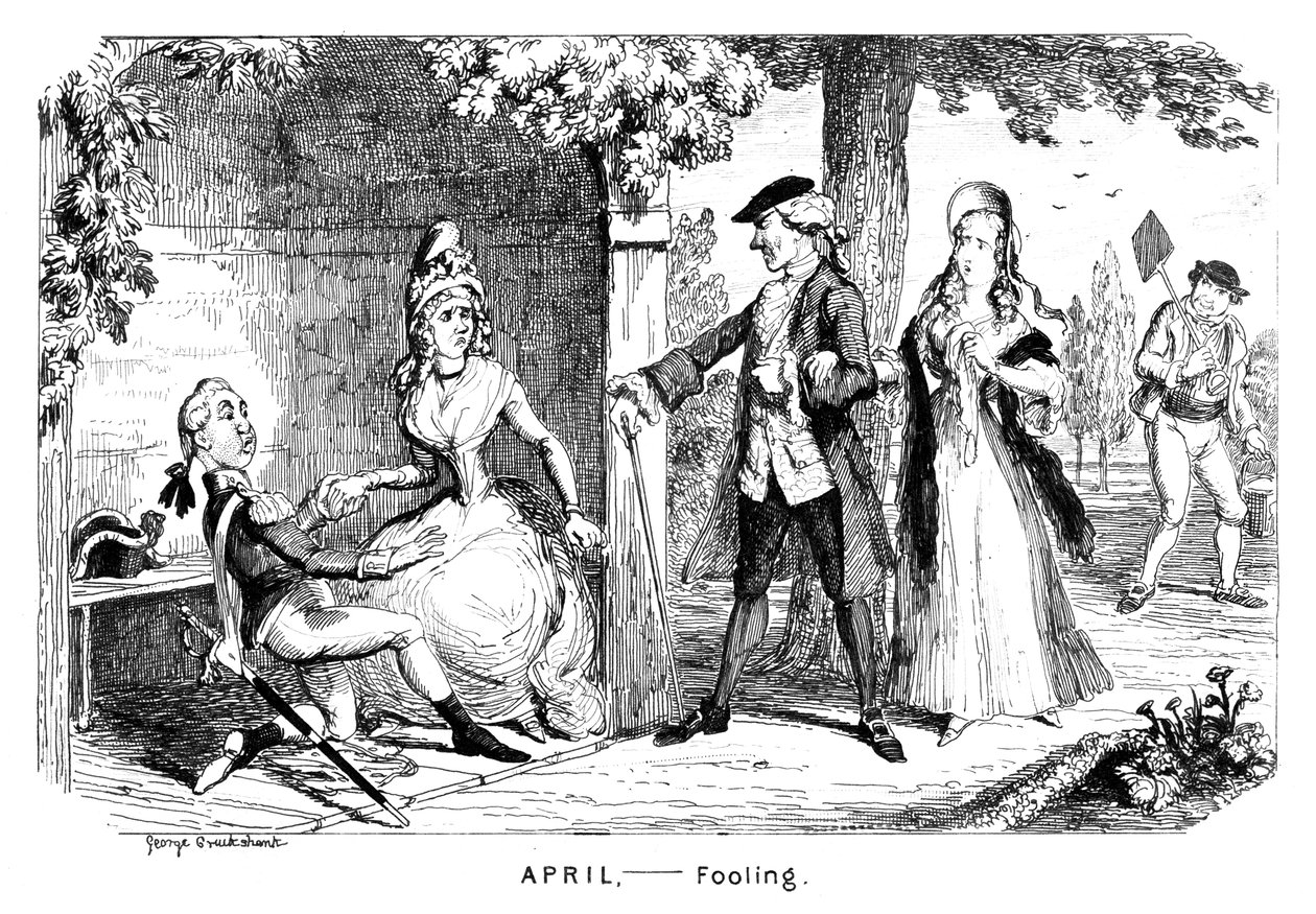 أبريل - خداع ، c1839. بواسطة جورج كروكشانك