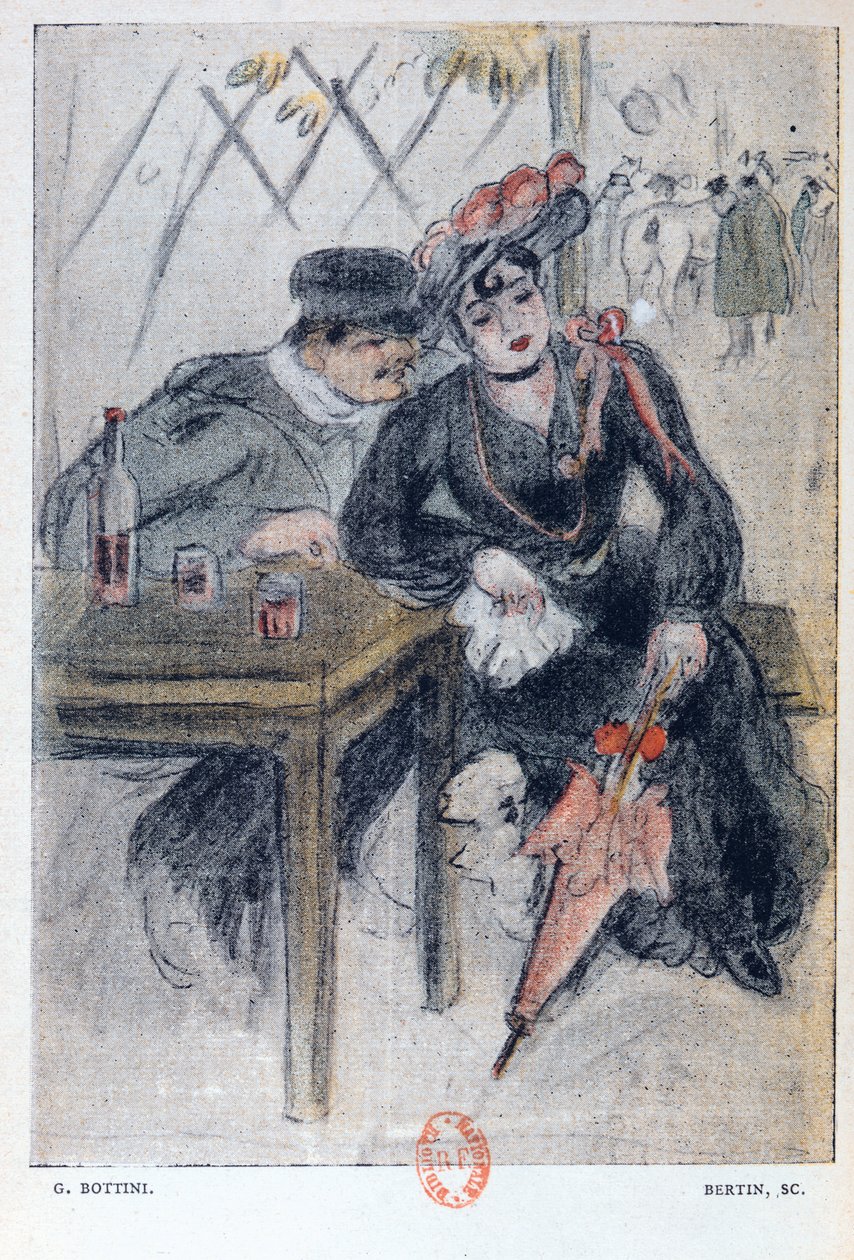 عاهرة وزبونها ، توضيح من "La Maison Philibert" بواسطة Jean Lorrain (1855-1906) نشر في عام 1904 بواسطة جورج بوتيني