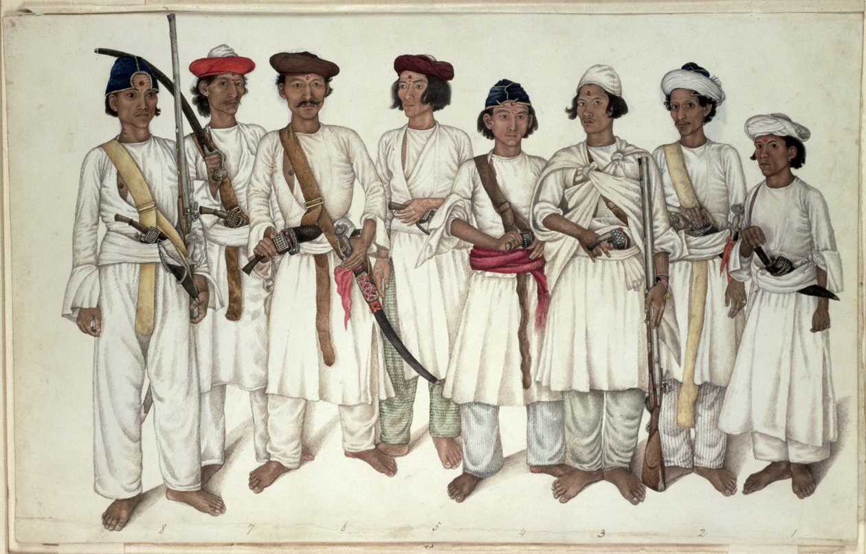 ثمانية جورخاس ، 1815 بواسطة غلام علي خان