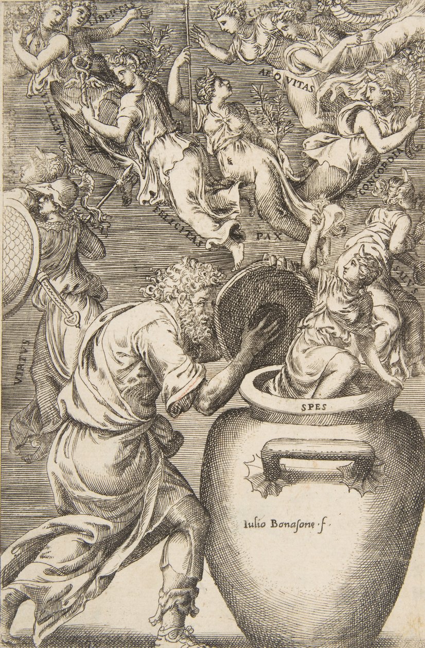 Epimetheus يفتح صندوق Pandora ، 1531-1576. بواسطة جوليو بوناسون