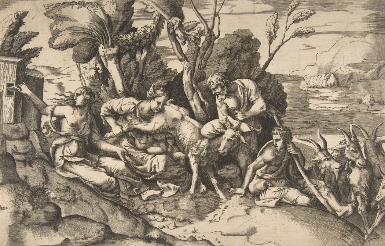 جوبيتر يرضع من الماعز أمالثيا ، 1531-1576. بواسطة جوليو بوناسون