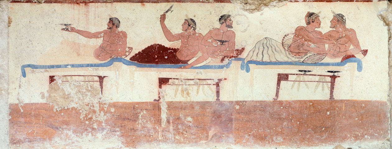 Symposium scene, c.480-490 BC (fresco) بواسطة اليونانية