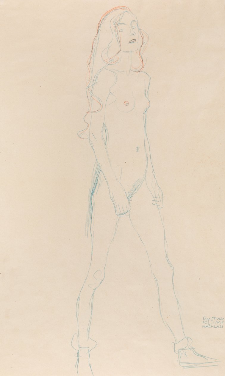 فتاة عارية ، ج. 1917. بواسطة غوستاف كليمت