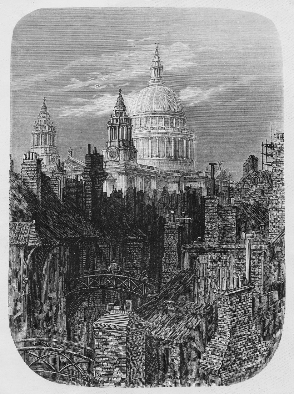 كاتدرائية القديس بولس والأحياء الفقيرة ، من "لندن ، رحلة حج" ، 1872 بواسطة غوستاف دور