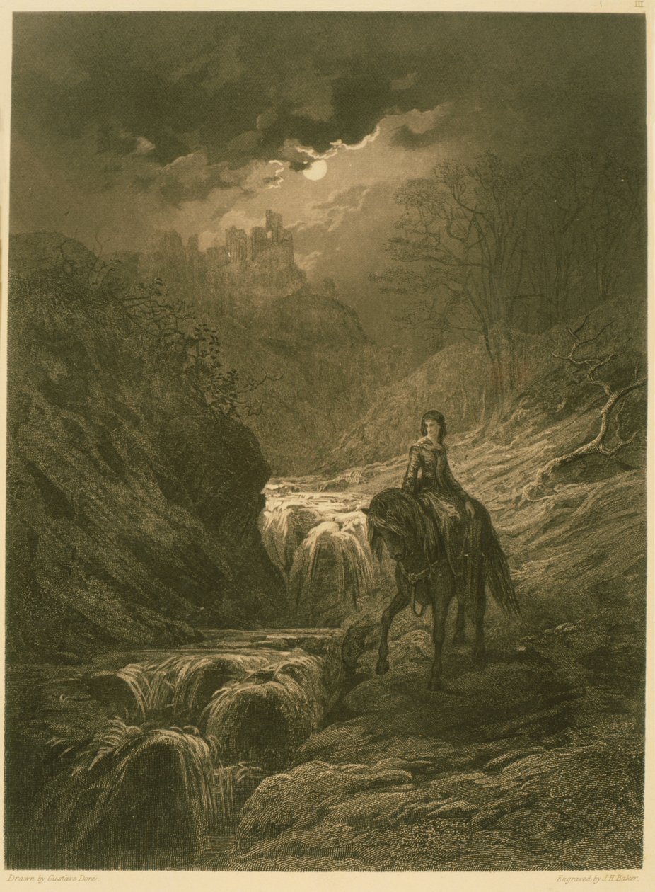 رحلة ضوء القمر ، رسم توضيحي من &39;Idylls of the King&39; لألفريد تينيسون ، 1868 بواسطة غوستاف دور