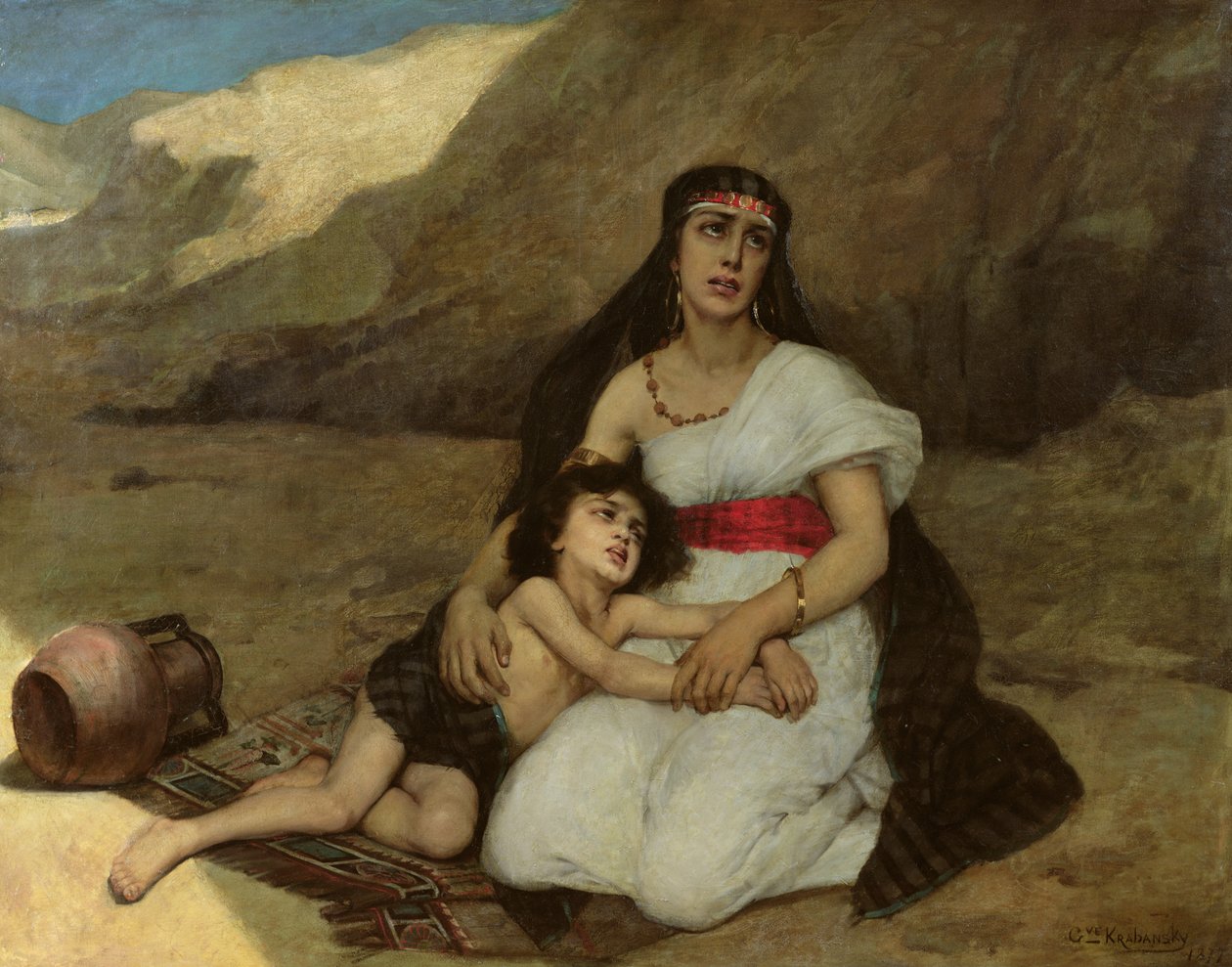 امرأة عربية وطفلها ، 1877 بواسطة غوستاف كرابانسكي